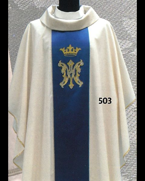 Chasuble et Étole Mariale #503 Blanche