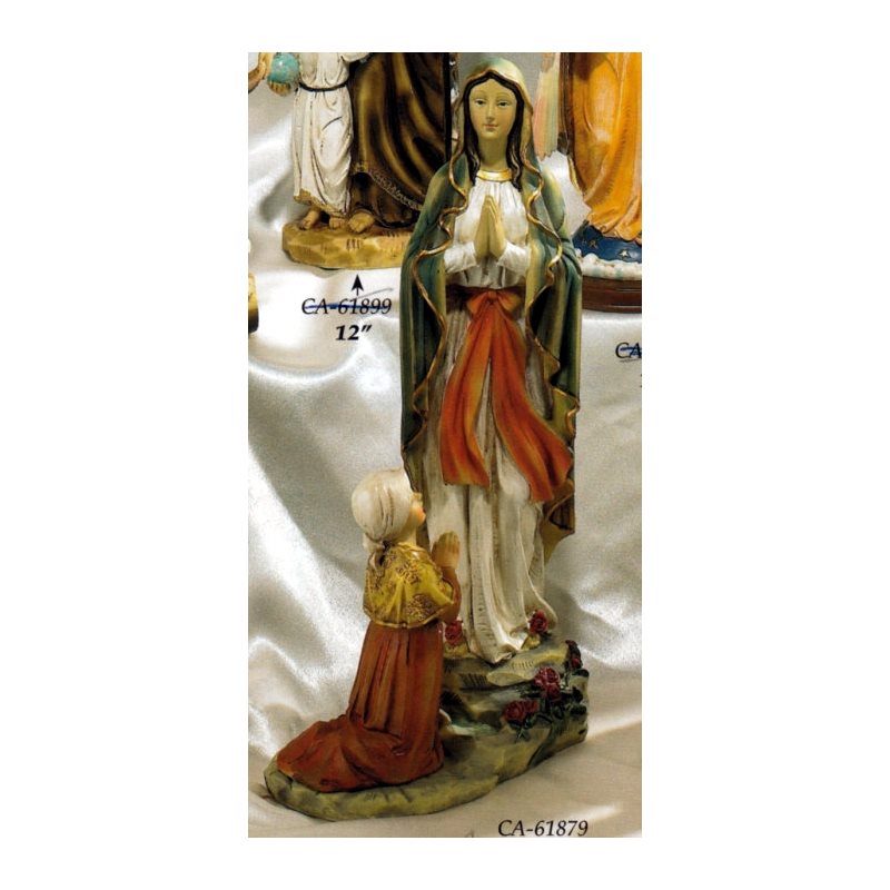 Our Lady of Lourdes & Bernadette Resin Statue, 16" (40.5 cm)