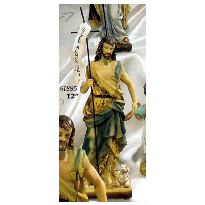 St. John the Baptist Color Resin Statue, 12" (30.5 cm)