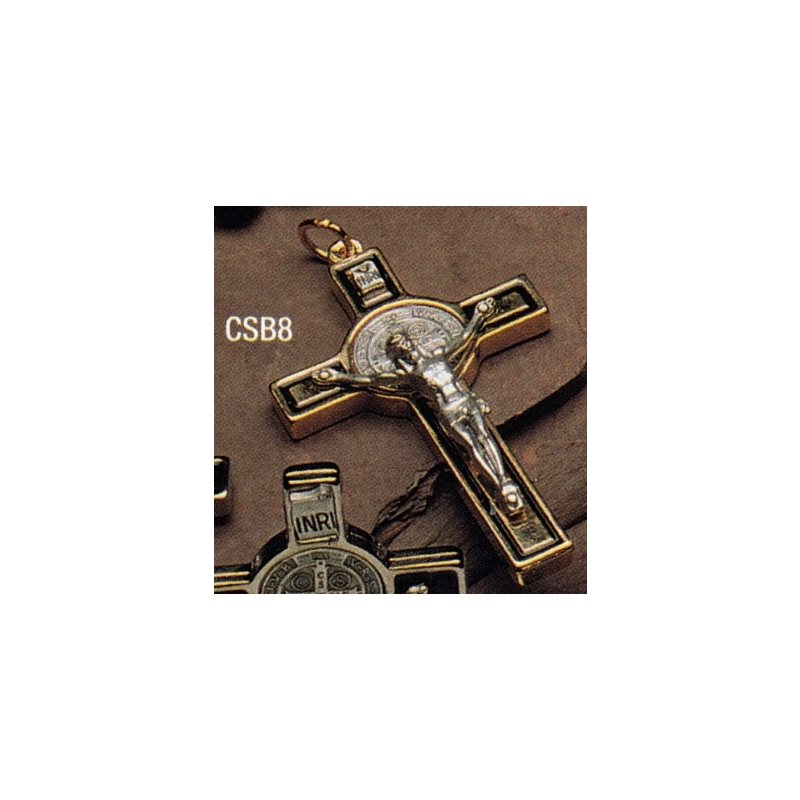 Croix Saint Benoit 3" (7.6 cm) noir / doré Croix Saint Benoit 3" (7.6 cm) noir / doré