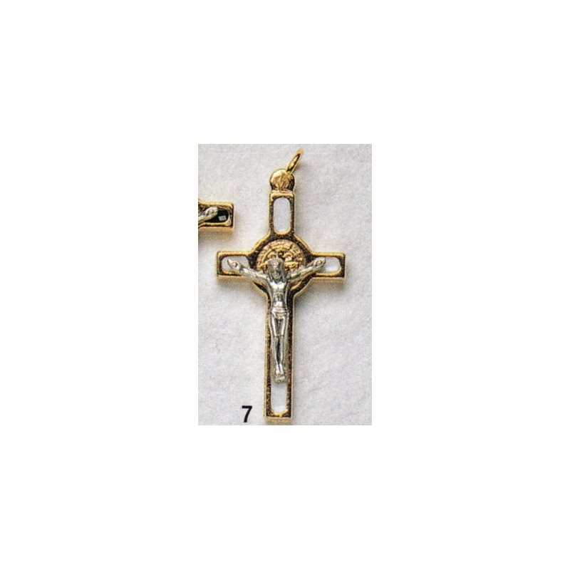 Croix Saint Benoit 1" (2.5 cm) Blanc & Or / un