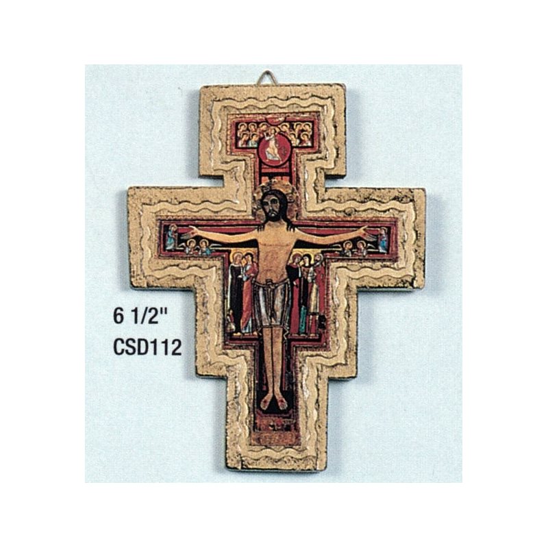 Croix Saint Damien 6.5" (16.5 cm) en bois