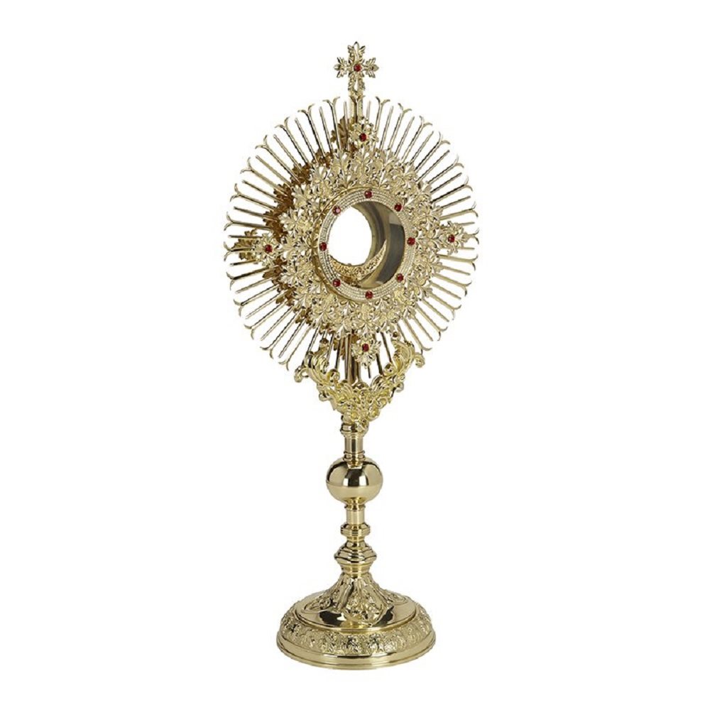 Ornate Jeweled Monstrance with Luna and Case, 23 1 / 2" H.