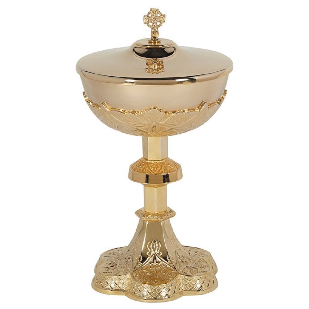 Vine Embossed Ciborium with Cover, 11" H