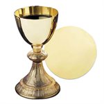 Calice et patène 7 1 / 4" (18.4 cm) Ht., laiton & plaqué or
