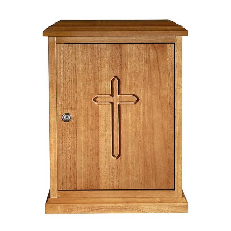 Tabernacle en Bois Croix Plaine - Chêne Moyen, 38x51x35 cm