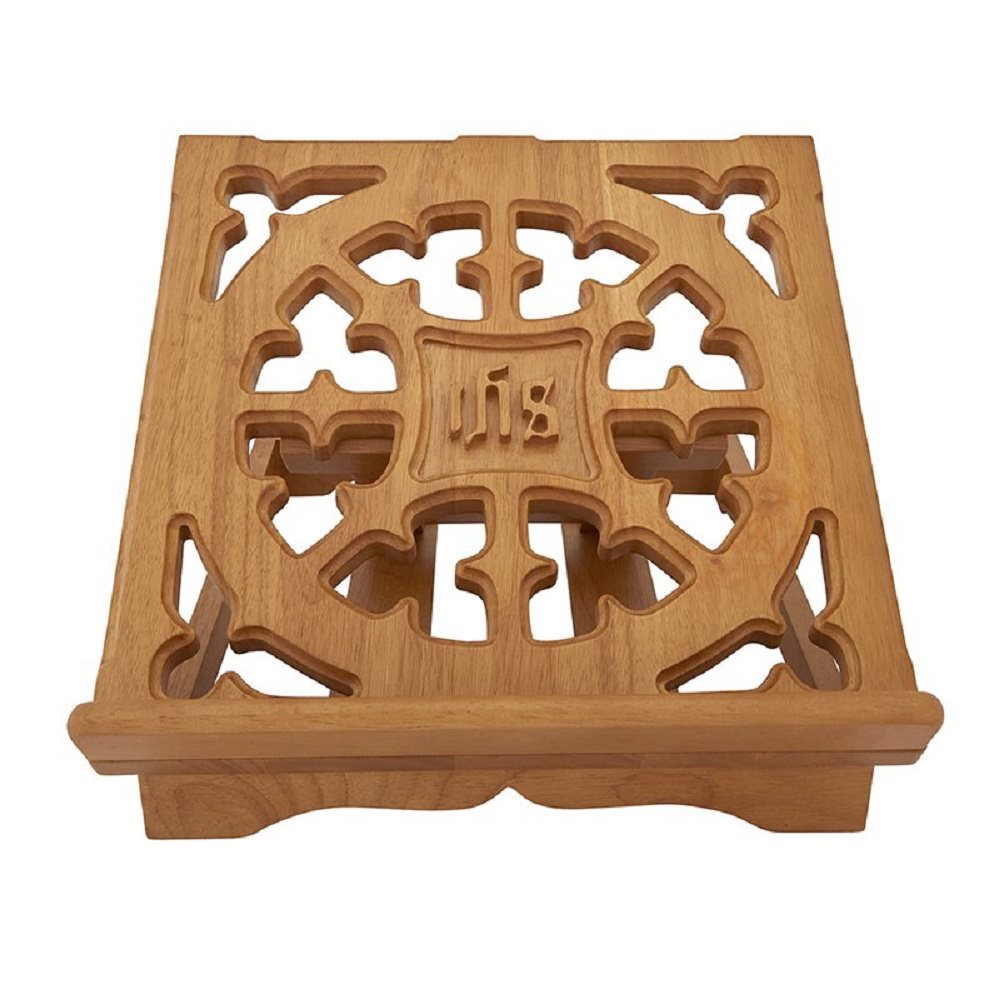 IHS Carved Bible Stand, 15" x 15"