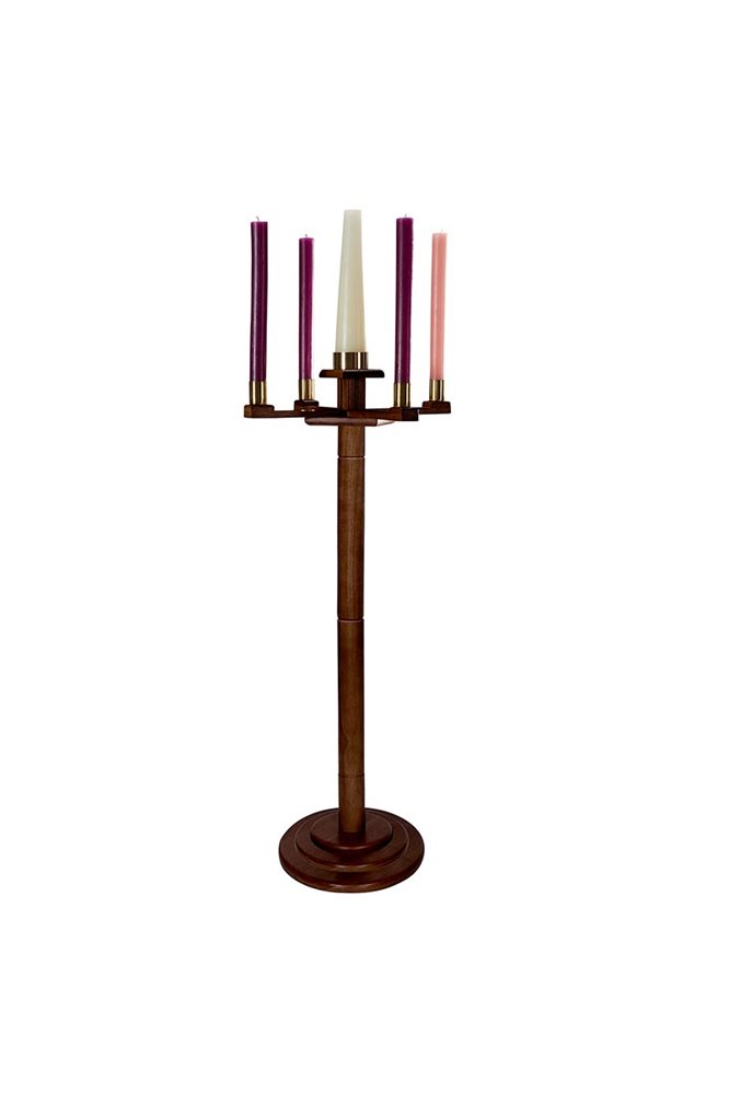 Round Base Advent Candlestick - Walnut, 48 1 / 2" Ht.