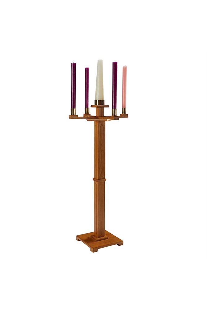 Gothic Advent Candlestick - Oak, 49 1 / 2" Ht.