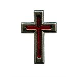 Épinglette croix argenté avec émail rouge 3 / 4'' (2 cm)