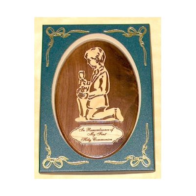 Boy's First Communion Bubinga & Maple Plaque, 4" x 6"