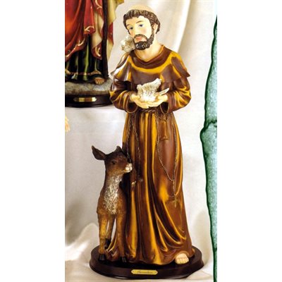 St. Francis Resin / Wood Base Statue, 24" (61 cm)