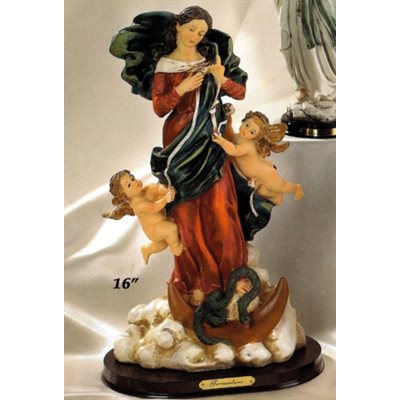 Mary, Untier of Knots Resin / Wood Base Statue, 16" (41cm)