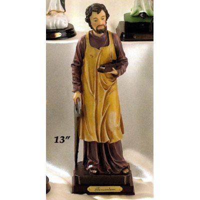 St. Joseph Resin / Wood Base Statue, 13" (33 cm)