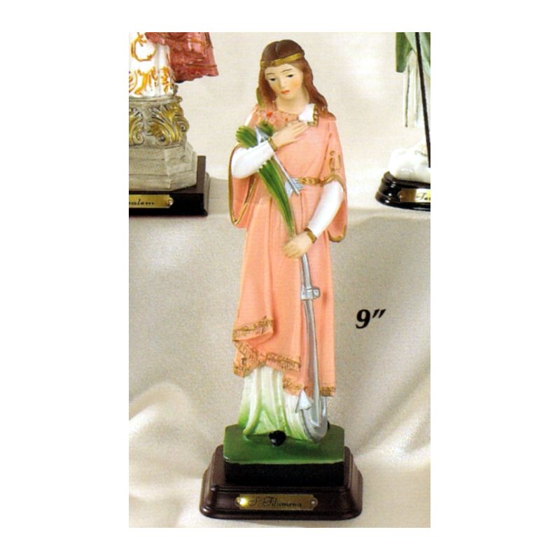 St. Philomena Resin / Wood Base Statue, 12" (30.5 cm)