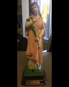 Statue Sainte Philomène 9" (23 cm) en résine et base en bois