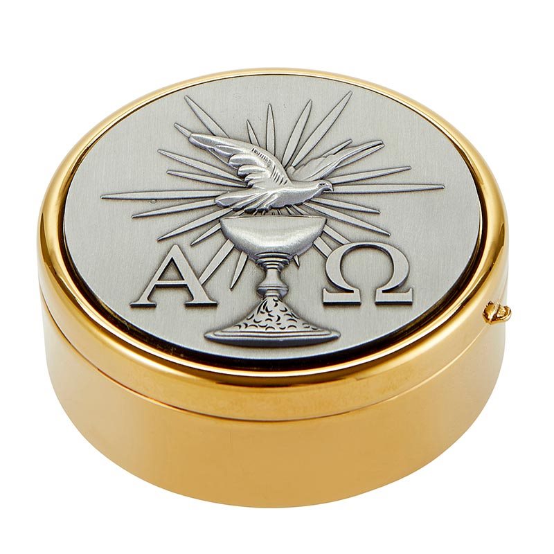 Hospital Pyx 3 1 / 4'' diam. x 1 1 / 4'' D. Dove Alpha Omega