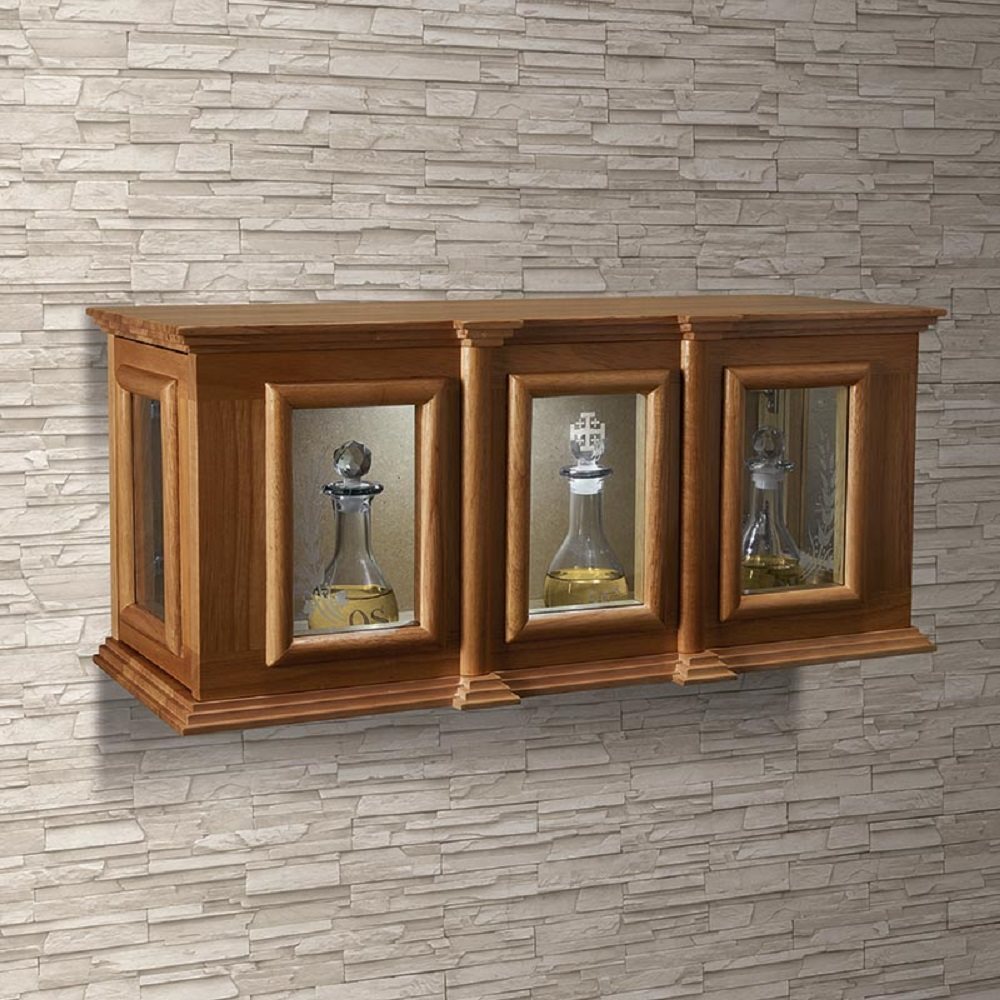 Holy Trinity Ambry Display Cabinet, Mediun Oak Stain