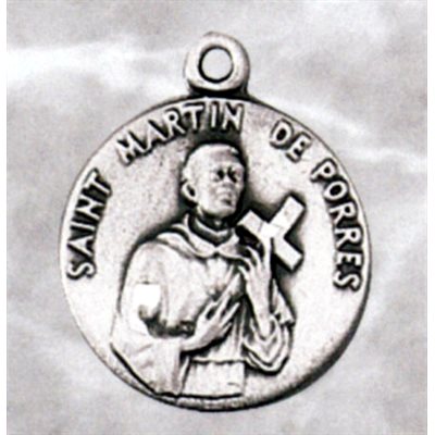 Médaille Saint Martin Porrès 3 / 4" (1.9 cm) en argent sterlin