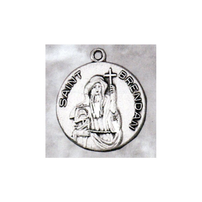St. Brendan Sterling Silver Medal, 3 / 4'' (1.9 cm)