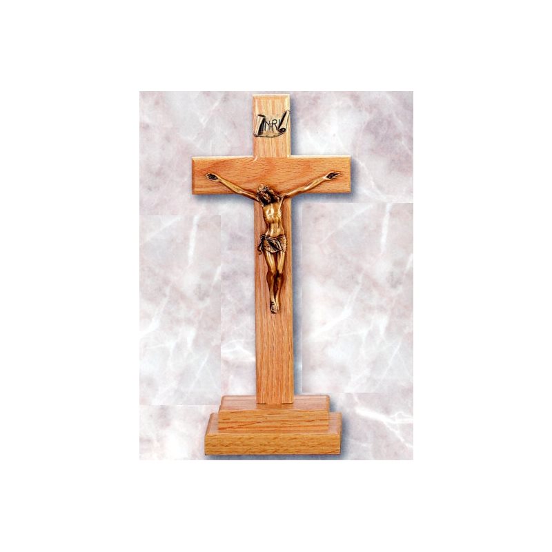 Crucifix d'autel 13'' chêne pâle