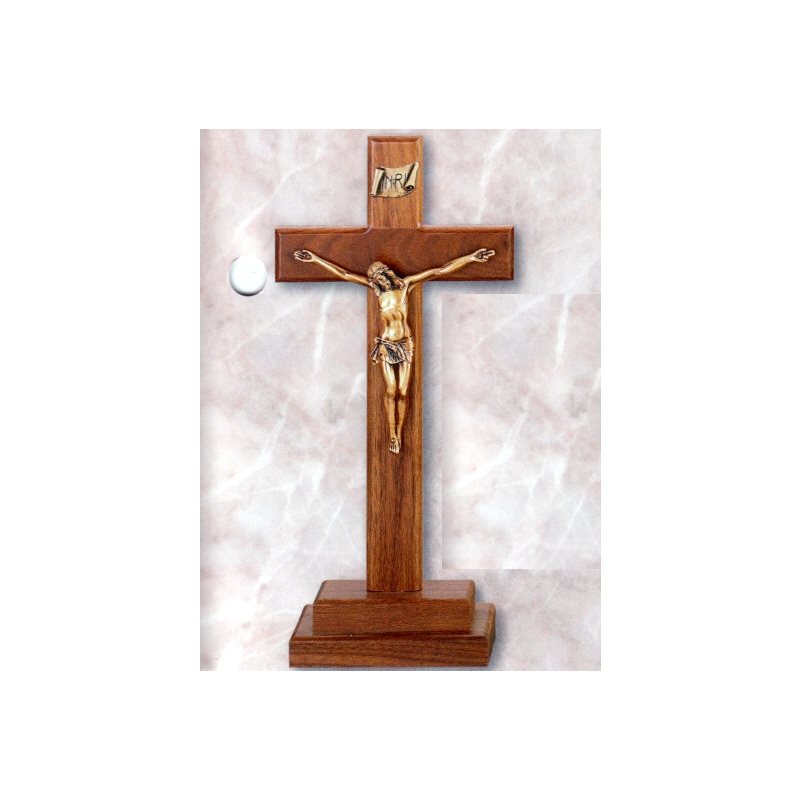 Crucifix d'autel 13'' en noyer