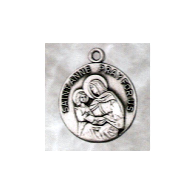 Médaille Sainte Anne 3 / 4" (1.9 cm) en argent sterling