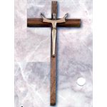 Crucifix 10" (25.5 cm) Gold plated Corpus, Walnut Wood Cross