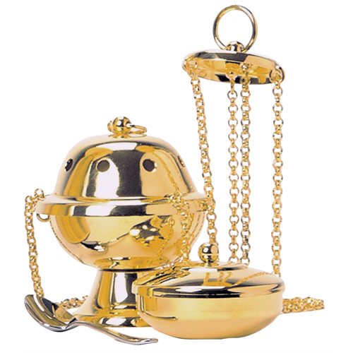 Censer and boat 24K Gold Plated 4.5" (11.4 cm) Ht.