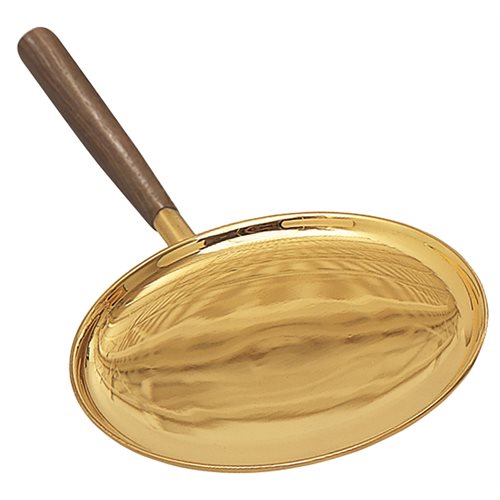 Communion Paten, Gold Plated & Walnut, 7" D. (18 cm)
