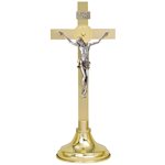Crucifix d'autel 2-Tons laiton & argent 15'' H. (38 cm)
