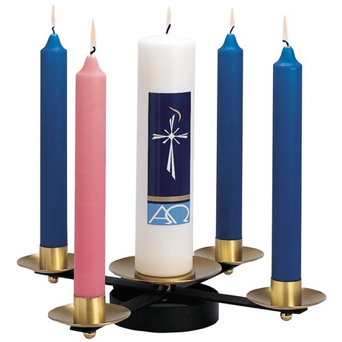 Advent Wreath with sockets wrought iron 3'' Ht. x 18'' D.