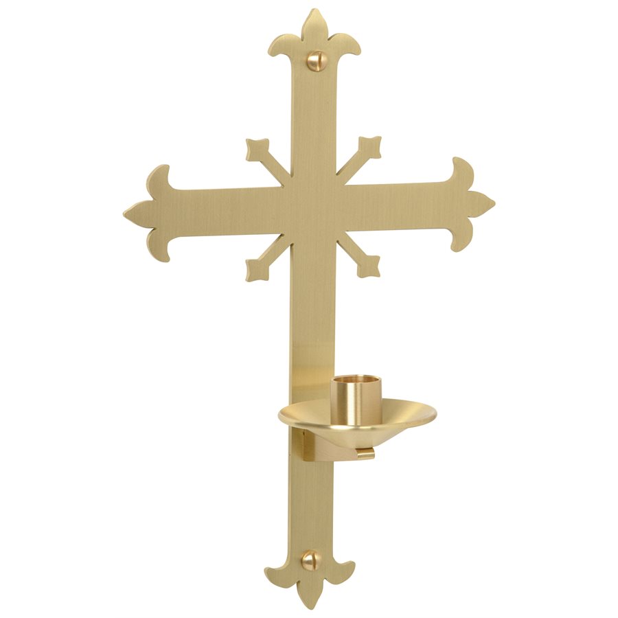 Dedication Candle Bracket satin brass 8'' x 12'' Ht.