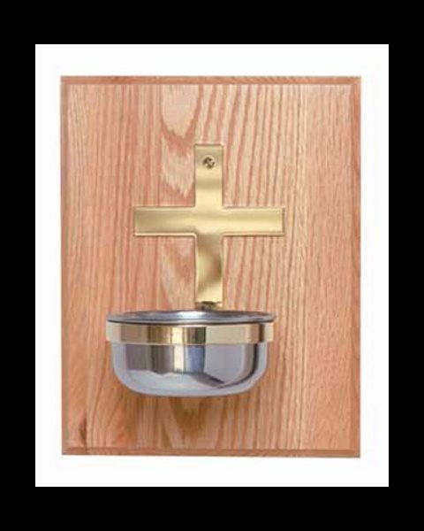 Holy Water Font Two-Tone Stainless Steel 6.5'' H. x 4.25" D