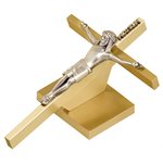 Crucifix d'autel incliné en laiton massif 6'' (15.2 cm)