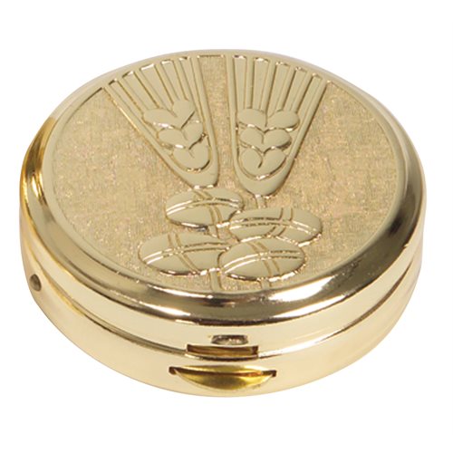 Gold Plated Pyx, Two-Tone Finish, 1.5" x 0.5", cap.: 10 Host