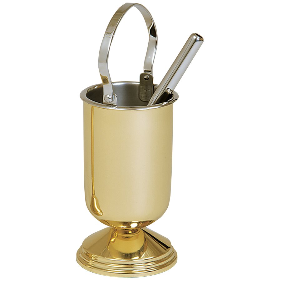 Holy Water Pot & Sprinkler 9'' (23 cm) Ht.