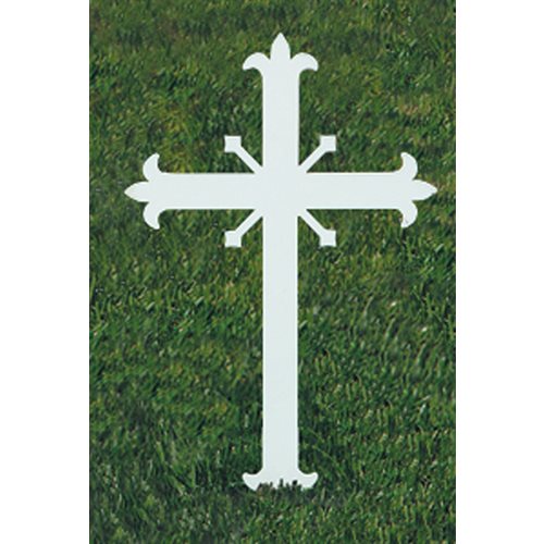 Croix de cimetière 8'' (20.3 cm) Ht, Fleur-de-lys, en acier