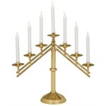 Altar Candelabra, 7 Light polished brass 18'' H.