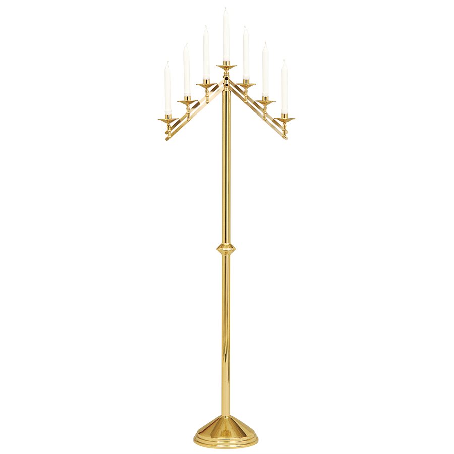 Floor Candelabra, 7 Light, Brass, 60" H. x 10.5" B.