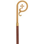 Croix pastorale d'Évêque en or 24K, bâton en noyer 72" H
