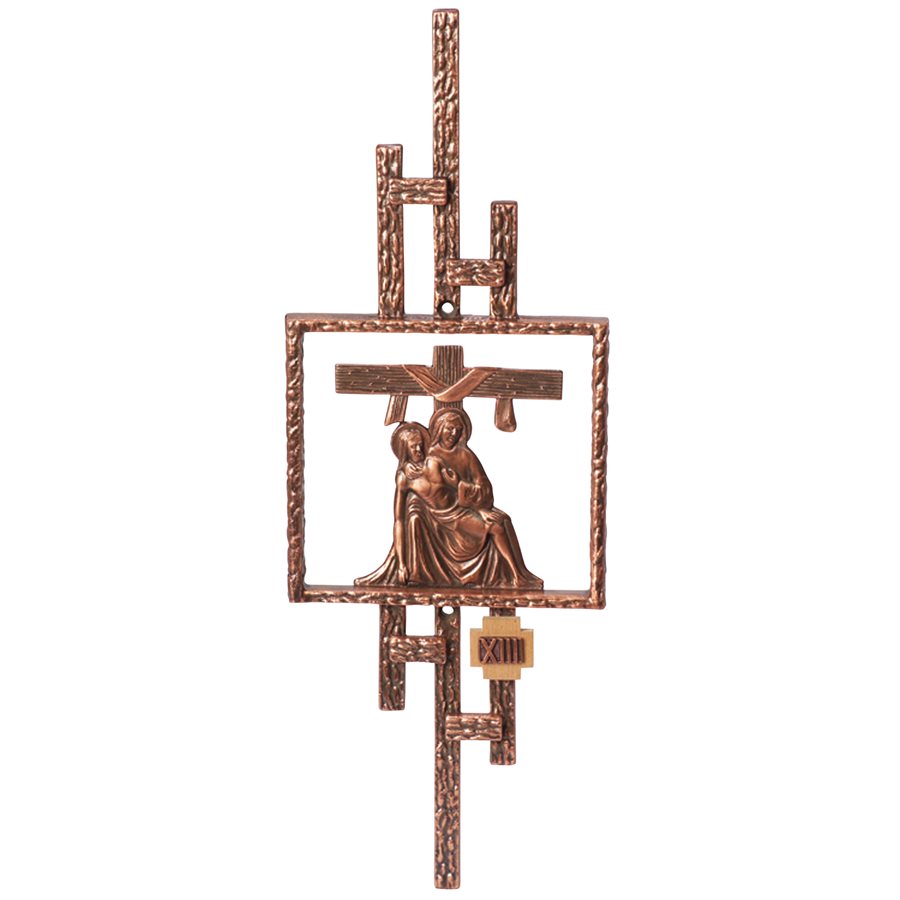 Chemin de croix en bronze 16'' H. x 5.75" L., 14 stations