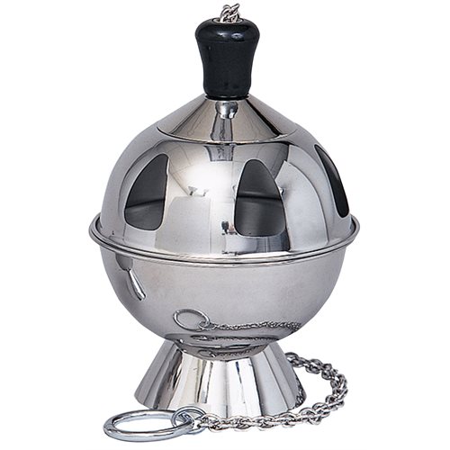 Censer and Boat, Stainless Steel, 8'' Ht. x 5.5'' Diam.