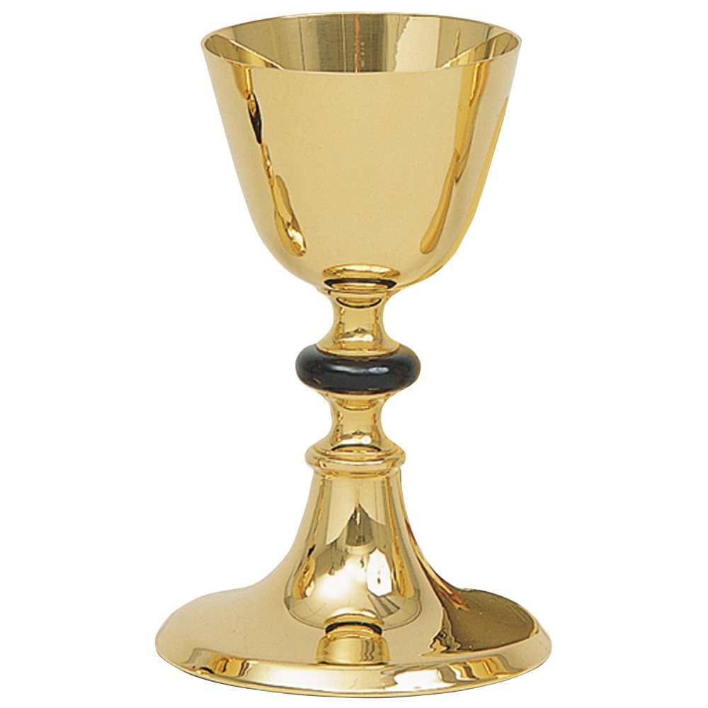 Calice et patène 7" (18 cm) Ht., Plaqué Or 24K