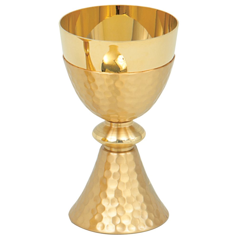 Chalice 6" Ht., 24K Gold Plated, Hammered Finish