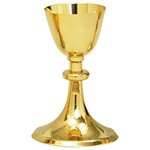 24K Gold Plated Chalice and Paten 8" Ht.
