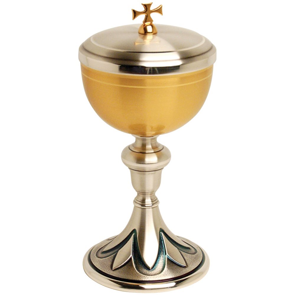 Ciborium, 8 1 / 4" Ht., 24K Gold Plated & Oxidized Silver