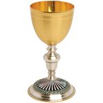 Chalice 7 3 / 4" Ht., 24K Gold Plated & Oxidized Silver