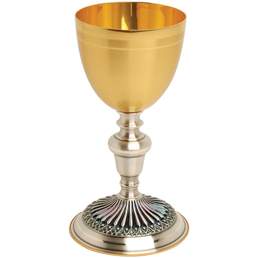 Calice 7 3 / 4" (19.5 cm) Ht., Plaqué Or 24K & Argent oxydé