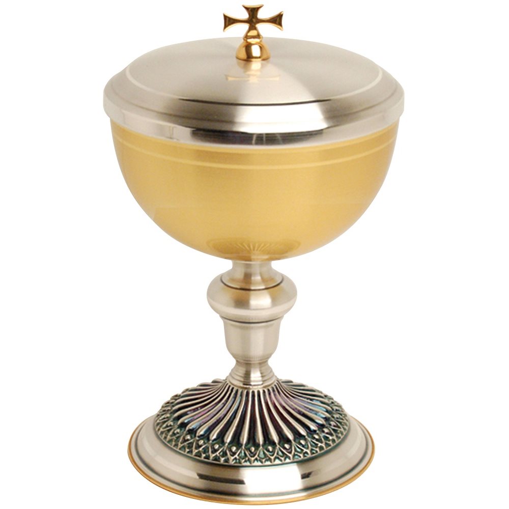 Ciborium, 7 5 / 8" Ht., 24K Gold Plated & Oxidized Silver